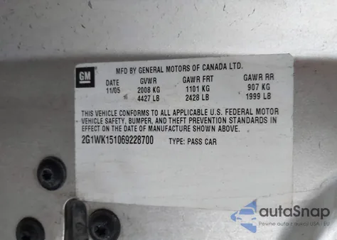 2006 Chevrolet Monte Carlo Lt from USA, damaged, VIN 2G1WK151069228700